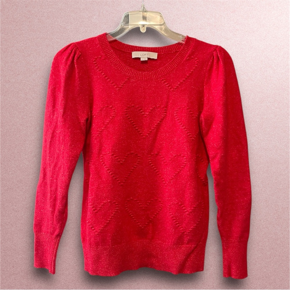 Loft Red Heart Pattern Sweater - image 1